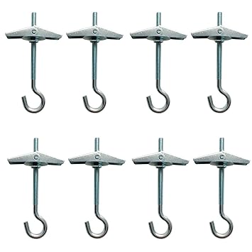 Lainrrew 8 Packs Heavy Duty Ceiling Hooks, Swag Hanging Hooks Durable Toggle Wings Hooks for Ceiling Installation Hanging Plants Wall Fixing