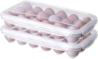 XBY-US 2 Pack Covered Egg Holders,Egg Holder For Refrigerator,egg Storage Container,Plastic Refrigerator Egg Trays,Deviled Egg Tray Carrier with Lid Fits 18X2 Eggs(36 Eggs)