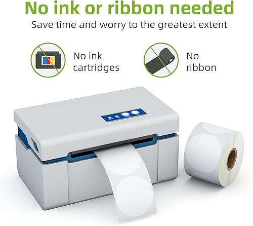 Miniatura 4 de Anylabel Etiquetas térmicas directas de círculo blanco de 2 pulgadas, calcomanías térmicas directas redondas autoadhesivas, etiquetas adhesivas