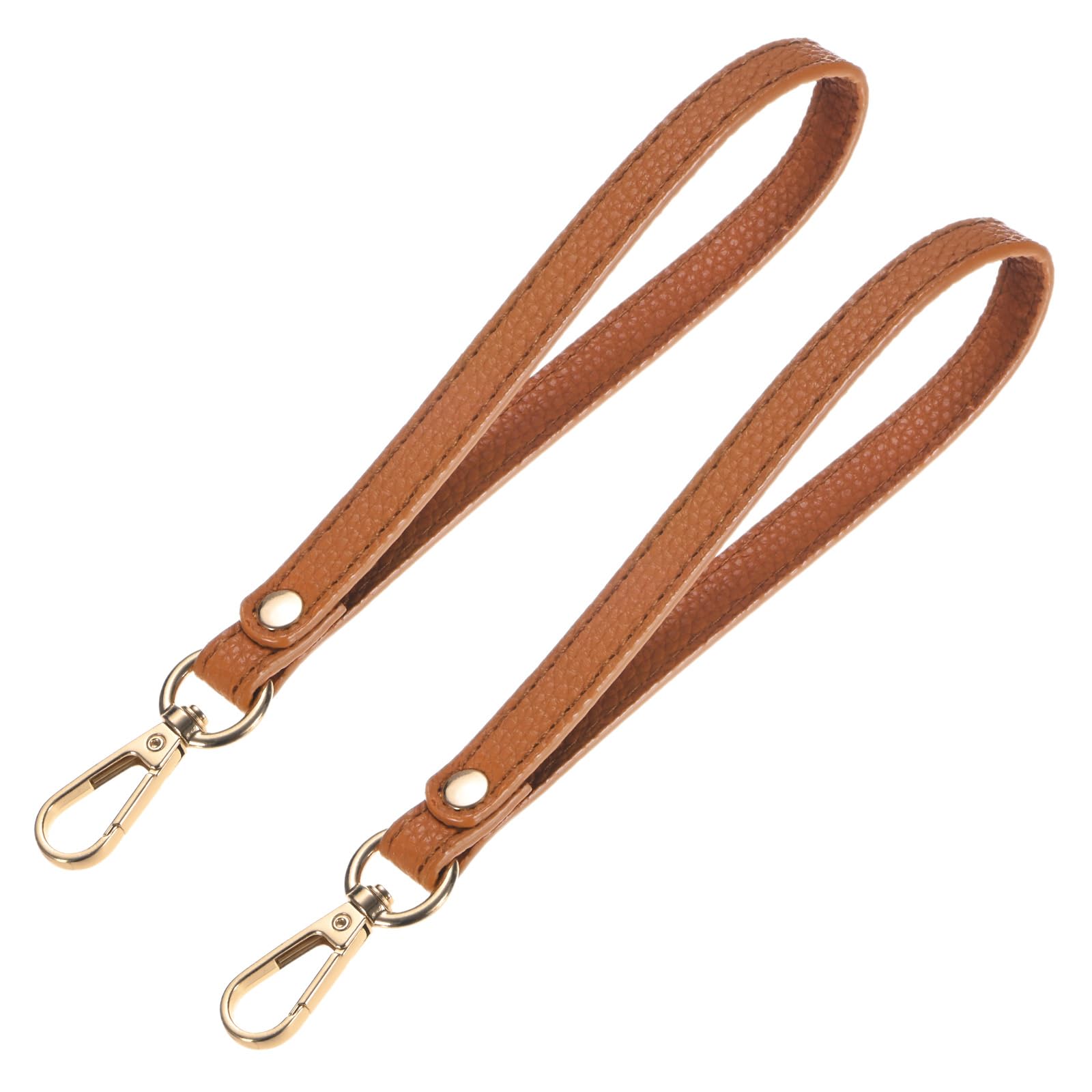 TIXIPEM Wristlet Strap [2PCS] - PU Leather Hand Strap for Wallet & Purse & Clutch & Cellphone Key Lanyard - [Brown-Gold-8.27In] Replacement Wrist Strap