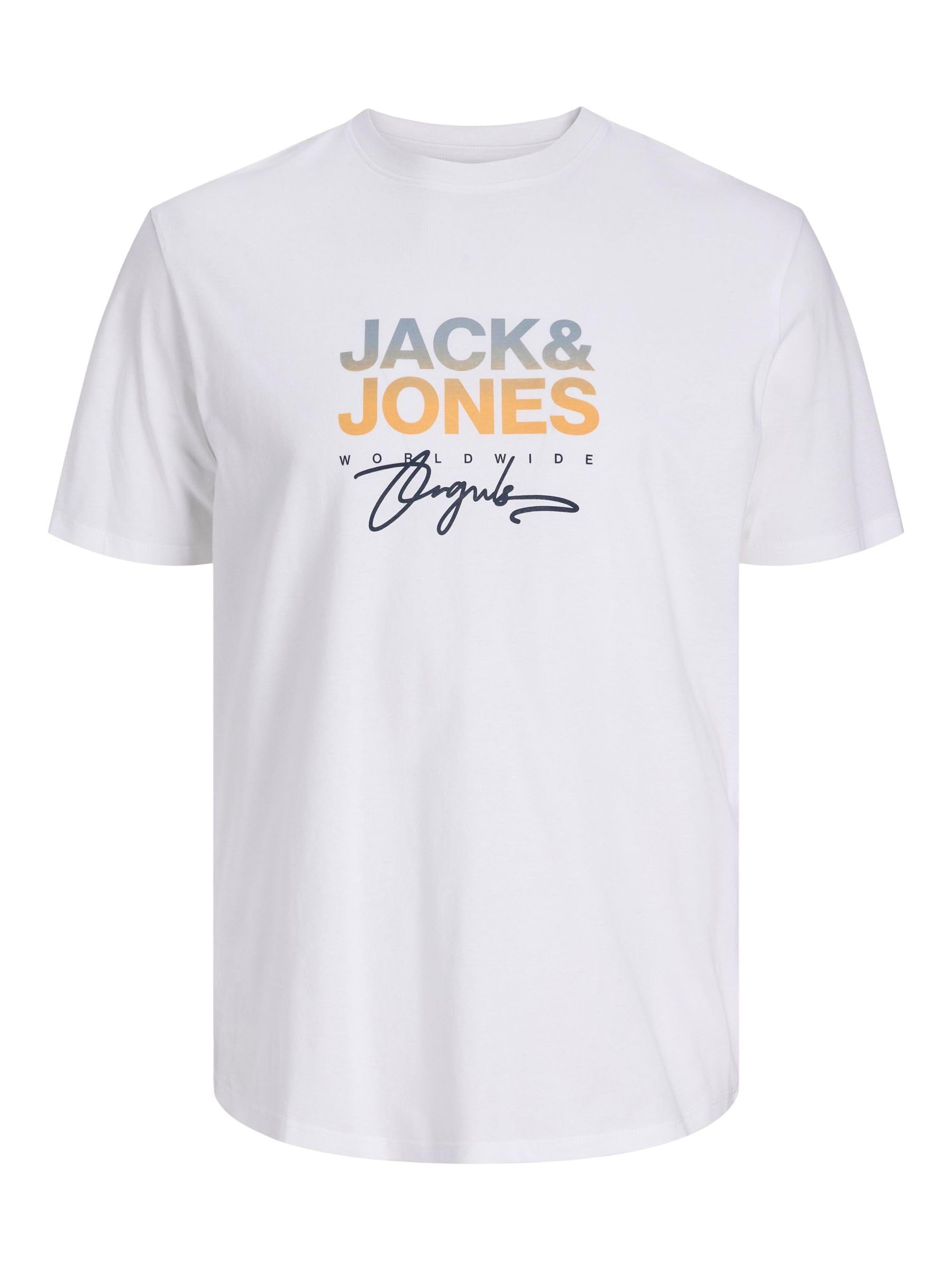 JACK & JONES Men's Jorcanggu Tee SS Crew Neck FST Pls, Bright White, 3XL
