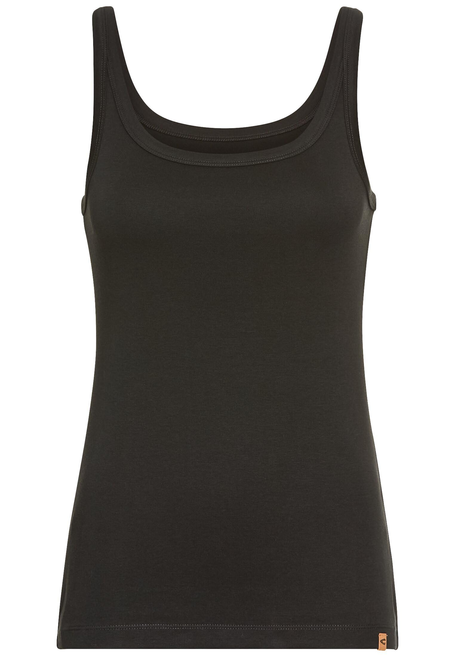 camel active Women's Basic Top Made of Pure Cotton, Black, L