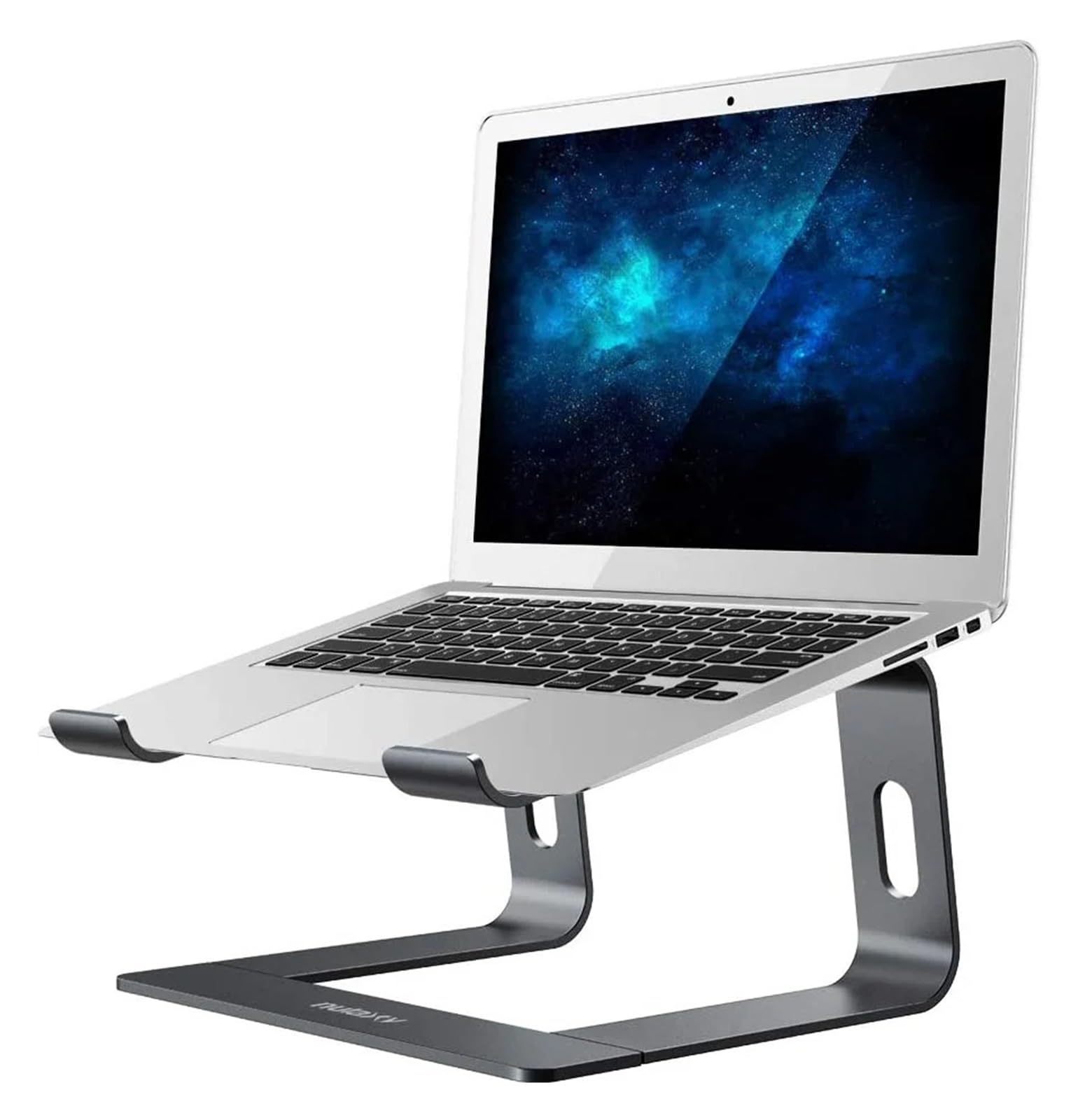 Support ordinateur portable contre mal de dos et surchauffe en alu gris