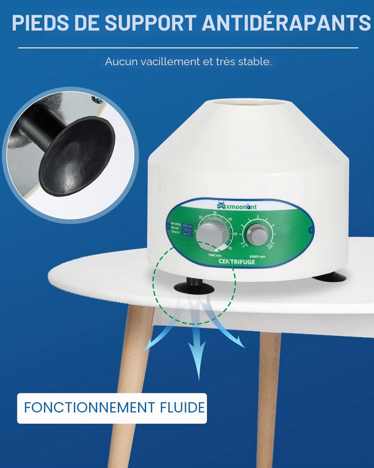 Mxmoonant Centrifugeuse de Laboratoire, 4000rpm, 6x20ml, 1790xg, 60min | pour Tubes à Essais 20ml/15ml/10ml/5ml, pour PRP, Séparation D'échantillons, Analyse Qualitative (Prise EU)