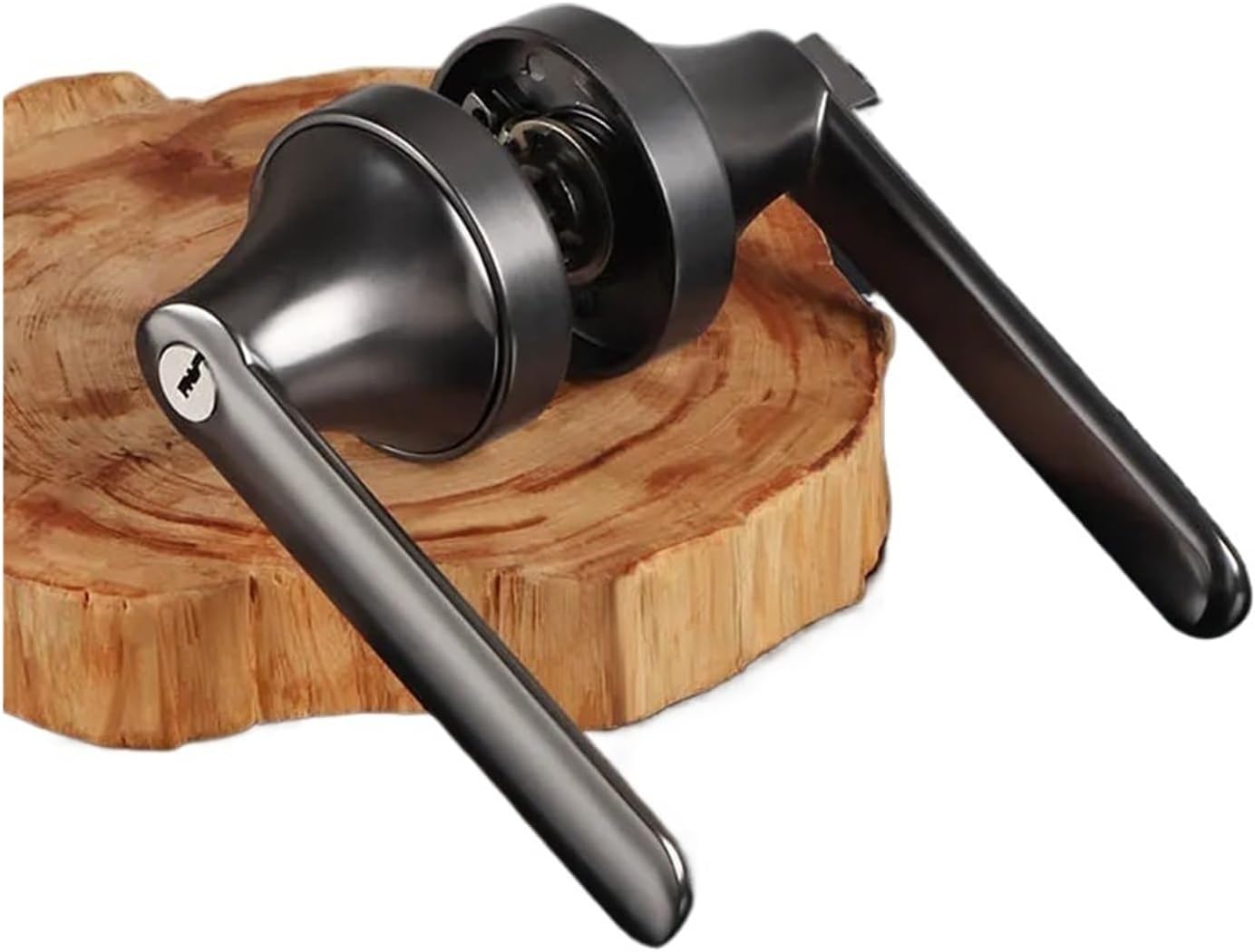 Door Lock Door Handle Bedroom Cylindrical Indoor with Key(Greyish Brown)