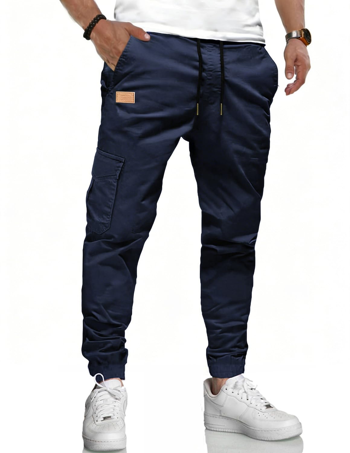 LIUPMWE Herren Jogginghose Baumwolle Lange Atmungsaktiv Klassische Trainingshose Elastischer Taille mit Kordelzug Casual Sweatpants mit Taschen