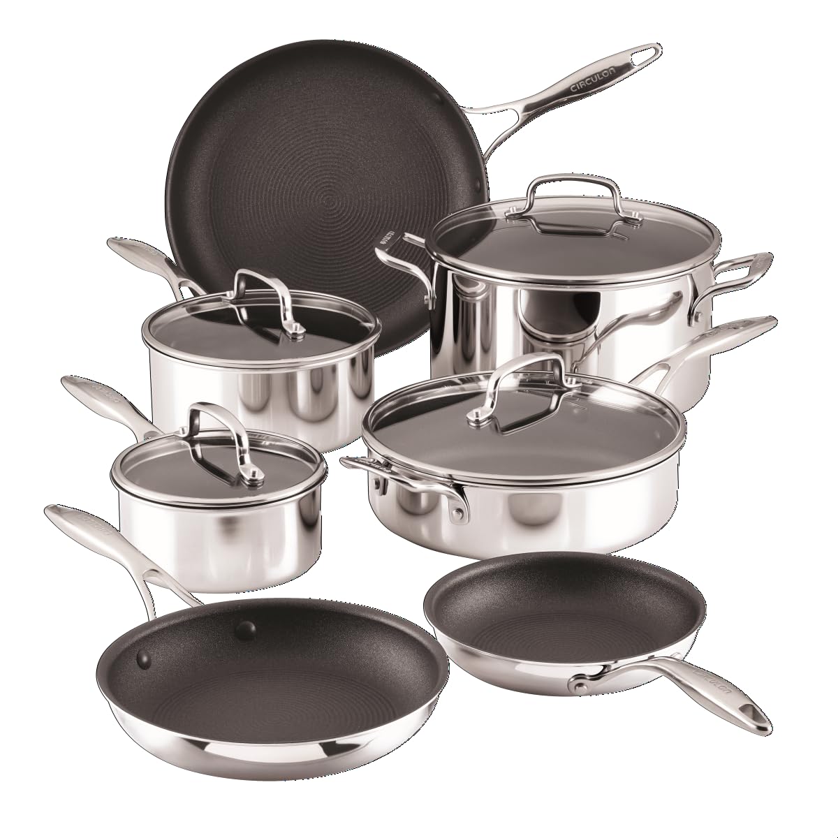 Circulon Scratch Defense Stainless Steel Pan Set: 7 Piece Induction Hob Pan Set with Extreme Non Stick, Induction and All Hob Suitable