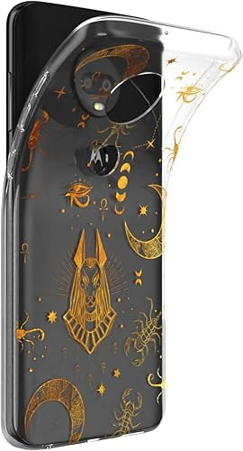Miniatura 2 de Mertak Funda para teléfono compatible con Motorola Edge + Moto G9 G8 Plus G7 Play Power Z4 Flexible TPU Ligero Diseño Luna Silicona Diseño Anubis