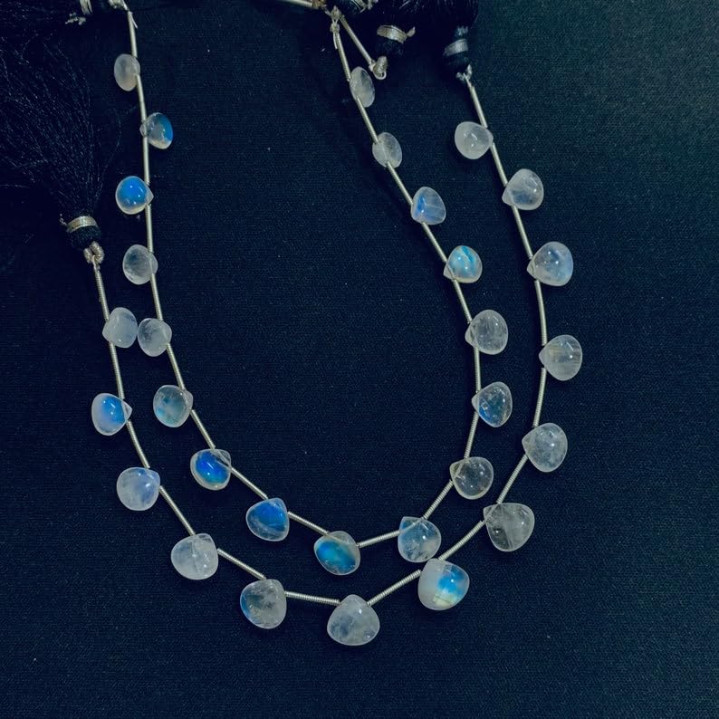 Pierre de lune naturelle arc-en-ciel 7,5-10mm pour fabrication de bijoux collier et bracelet DIY