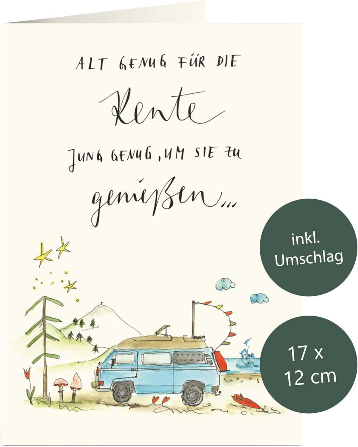 Annelis Art Klappkarte Rente | Rentner-Karte zum beschriften und ...