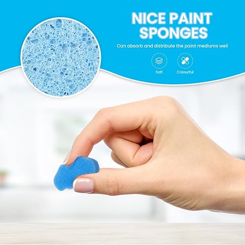 Vista 4 de LEOBRO 30 esponjas para pintar, esponja de forma, esponjas de pintura para manualidades, sellos de esponja de espuma, patrones surtidos