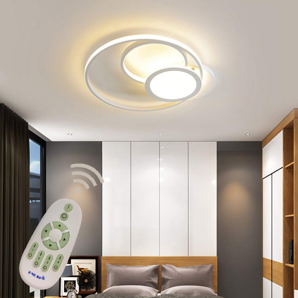 Plafonnier LED dimmable L52cm en acrylique blanc avec télécommande