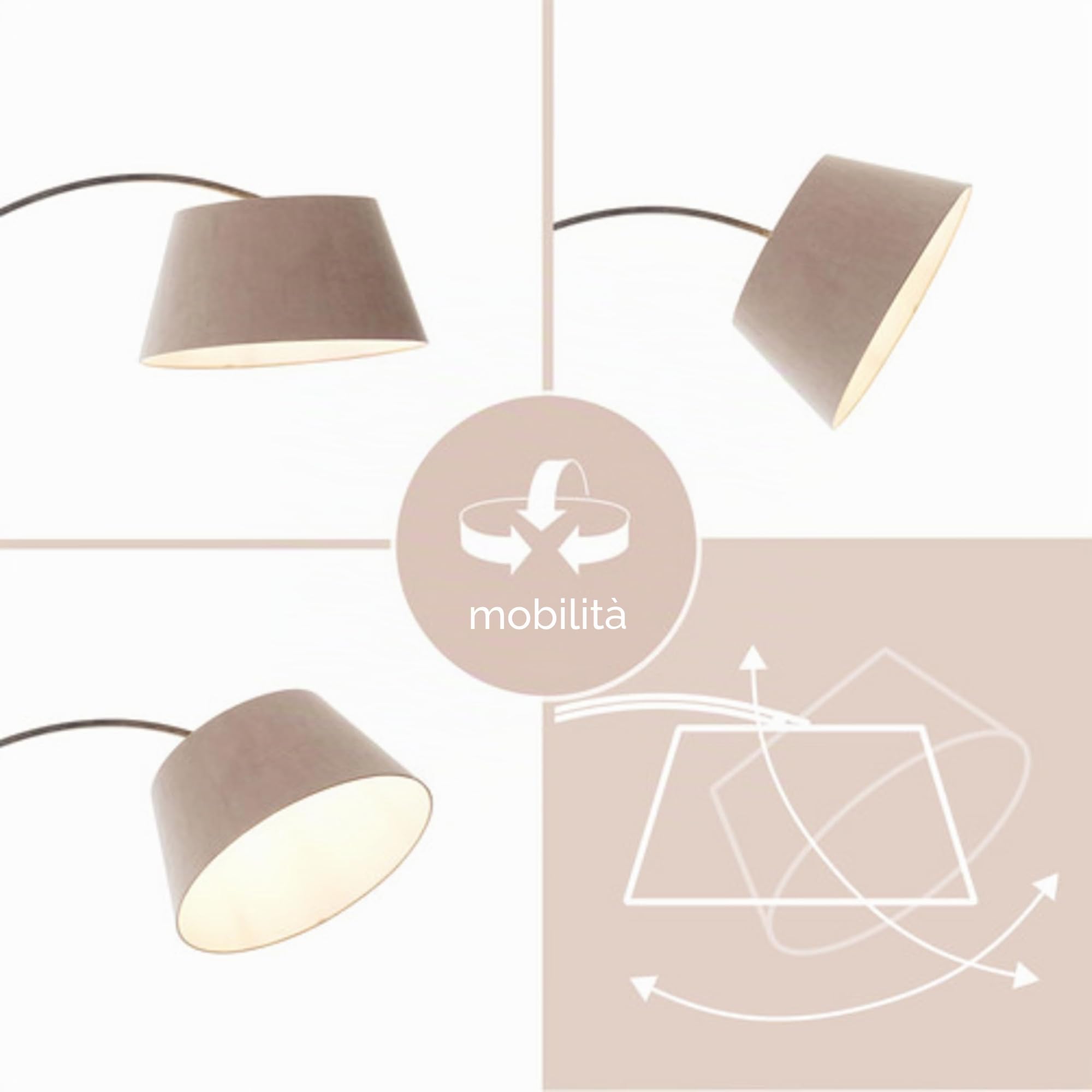 Lightbox Lampada da terra paralume decorativo in tessuto - 196 cm di altezza x 50 cm di larghezza - lampada da terra ad arco con interruttore a pedale e testa girevole - attacco E27 - in