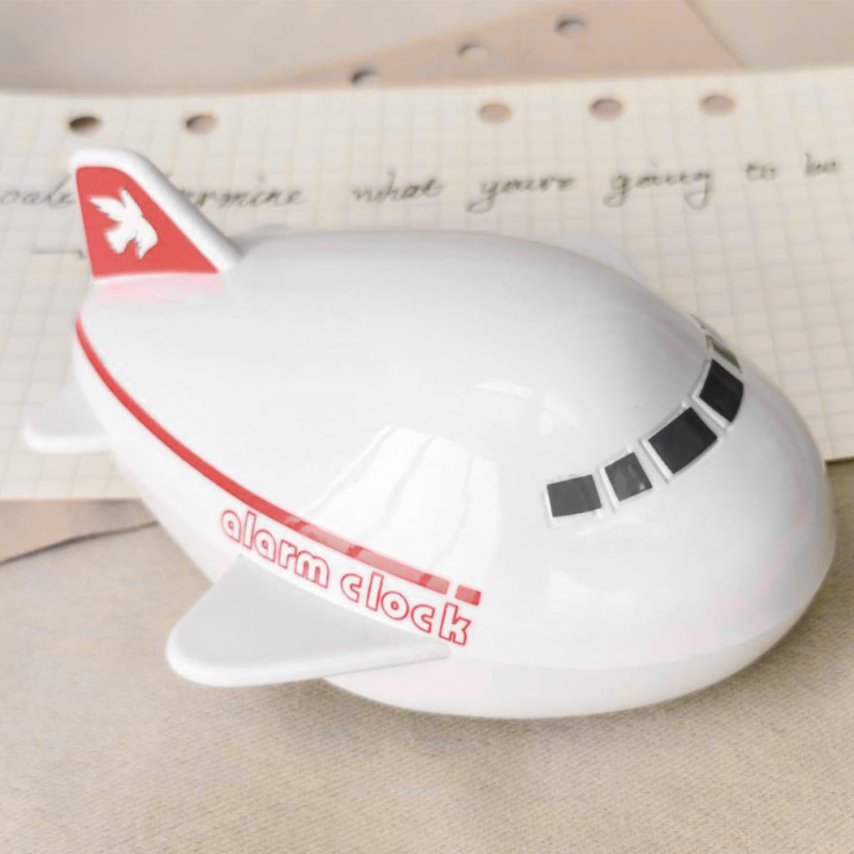 Healeved Faltbarer Flugzeug Wecker aus Abs in Rot für Zuhause