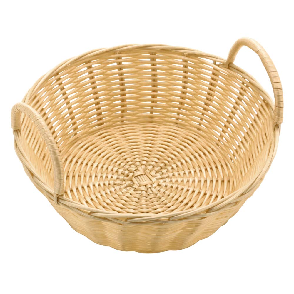 Sunnex Polypropylene Round Rattan Basket With Handles C03007, 20 X 7 Cm, Beige