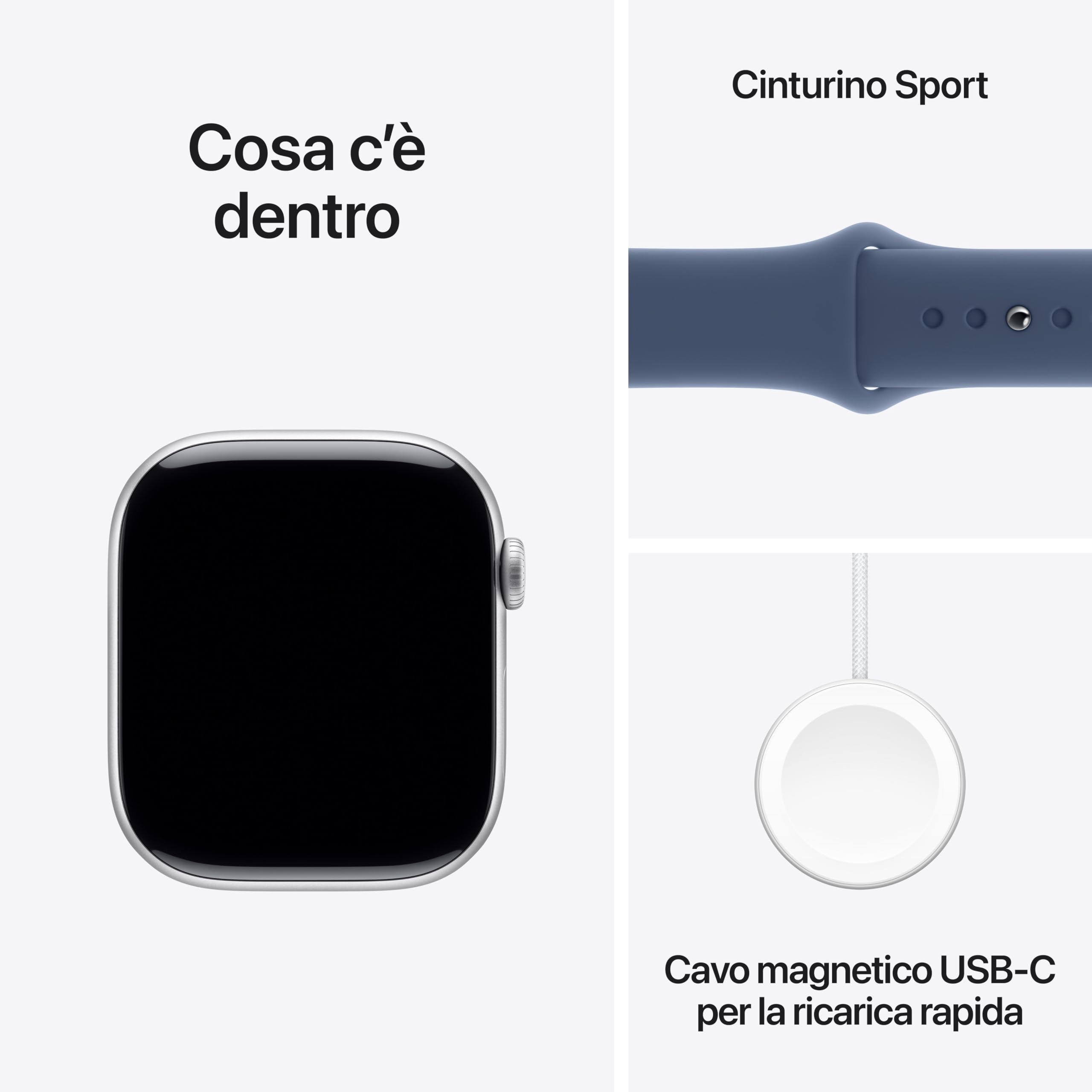 Apple Watch Series 10 GPS 46 mm Smartwatch con cassa in alluminio e cinturino Sport Loop Denim - S/M. Fitness tracker, app ECG, display Retina always-on, Carbon Neutral