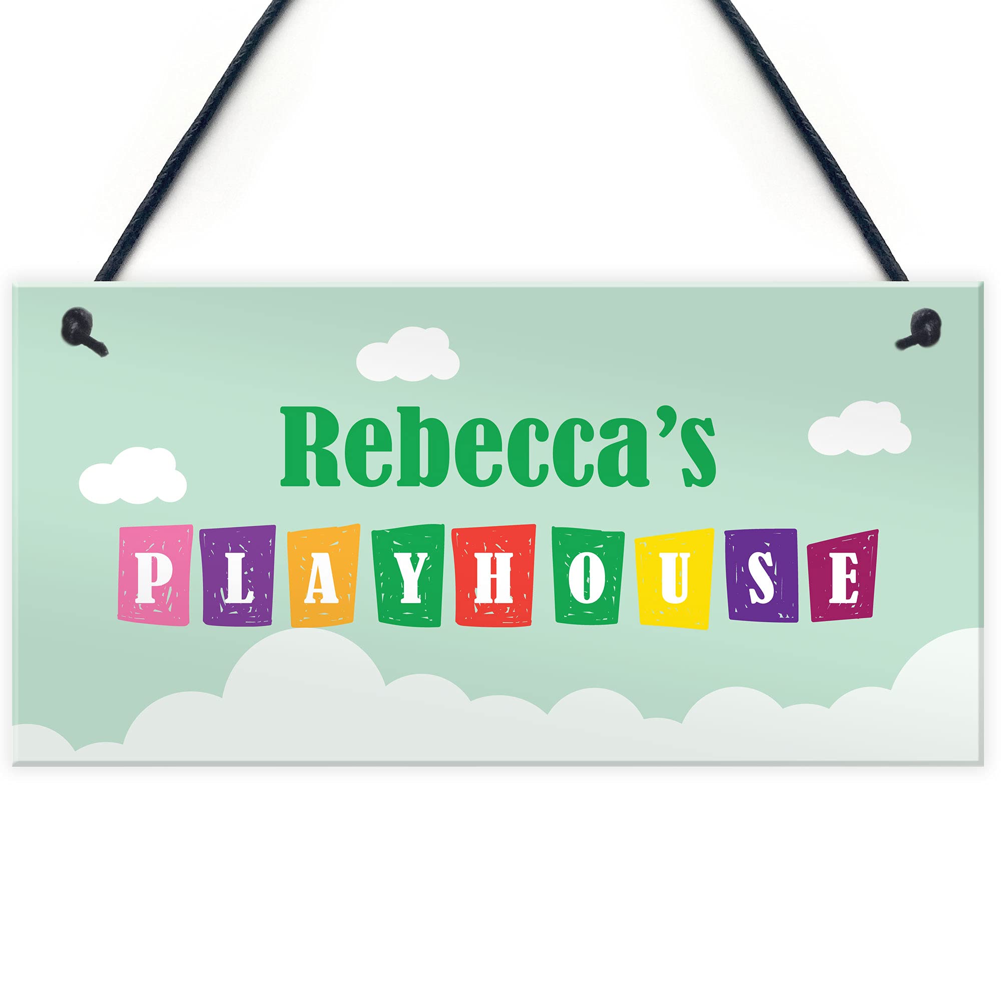 Multicoloured PLAYHOUSE Sign PERSONALISED Garden Den Room Sign Daughter Son Gift