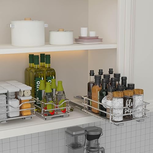 Miniatura 5 de OCG Organizador de especias extraíble (4.9 pulgadas de ancho x 10 pulgadas de profundidad x 2.7 pulgadas de alto) para gabinete, organizador de