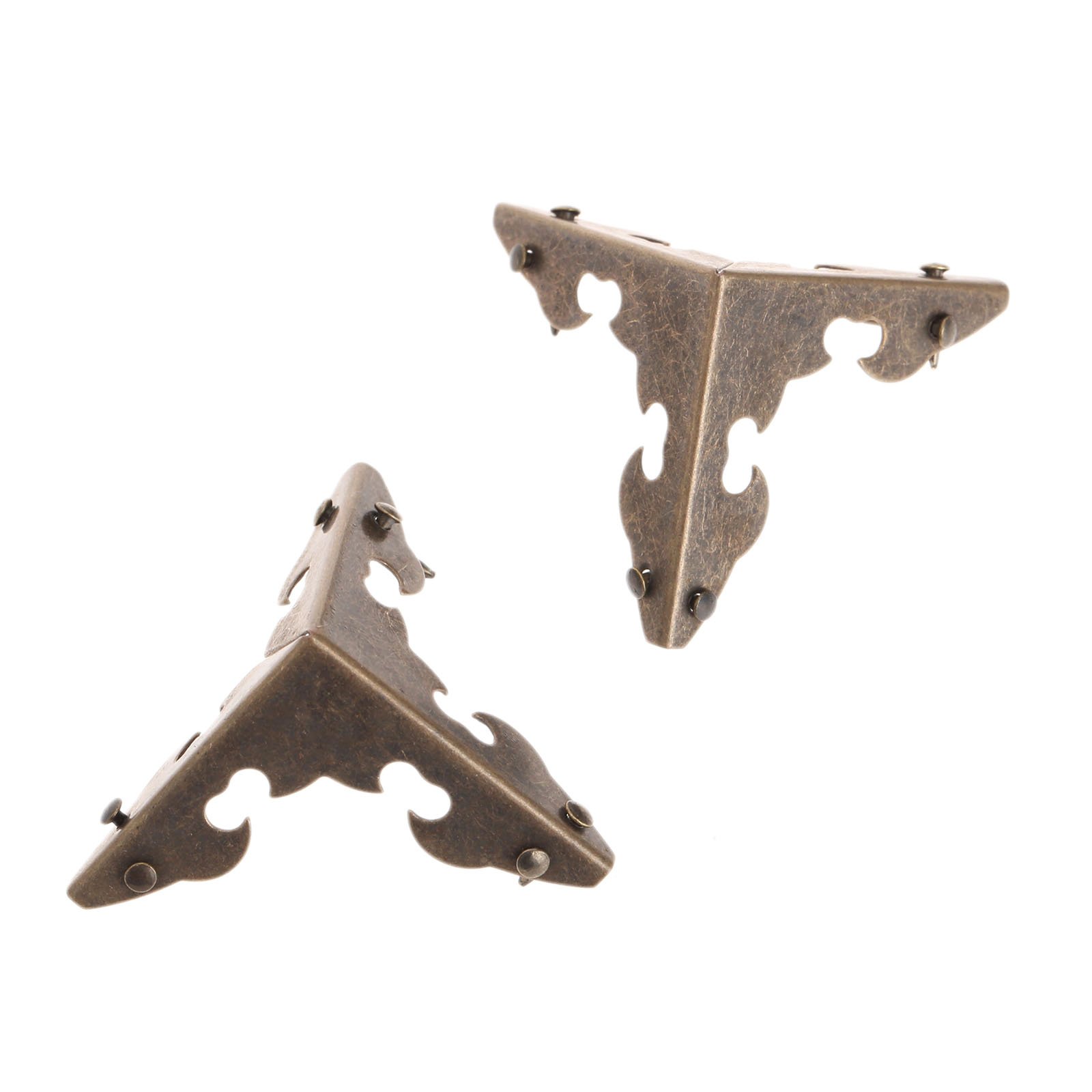 Mgoodoo 12 Packs Iron Corner Protectors Angle Brace for Wooden Trunk Box Chest Case Flightcase Worktop Corner, Anti-Rust Treatment Bronze Color 30 x 30 x 30mm,with 72 Nails