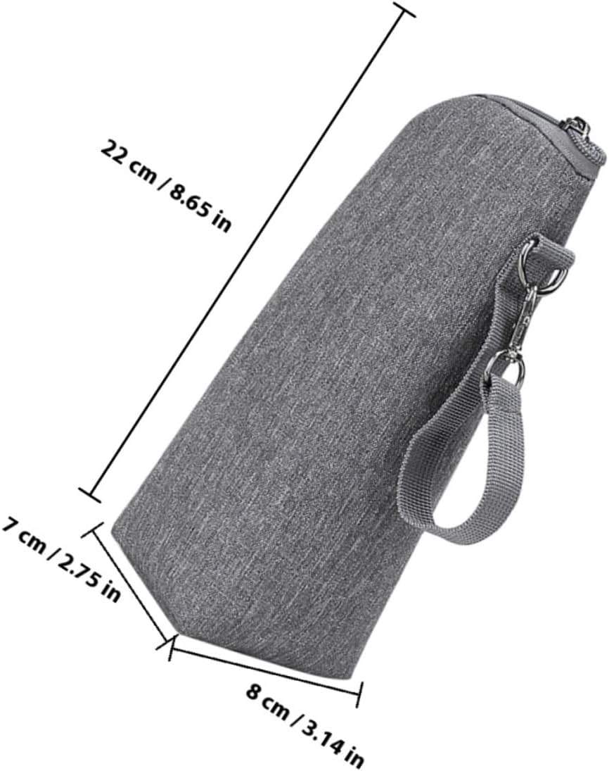 2pcs Portable Insulated Food Bottle Warmer Bags Gray with Thermal Bottle Carrier for Stroller Travel Storage Pouch