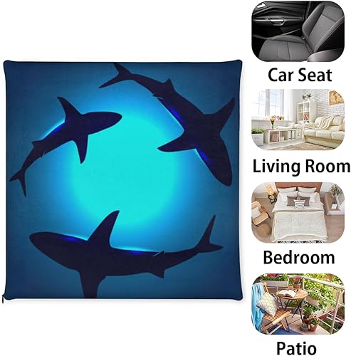 Miniatura 7 de Bardic Chair Cushion 1 Pack Floating Shark Memory Foam Seat Cushion Ocean Shark Removable Square Chair Pads for Kitchen Dining Office Chairs and Car