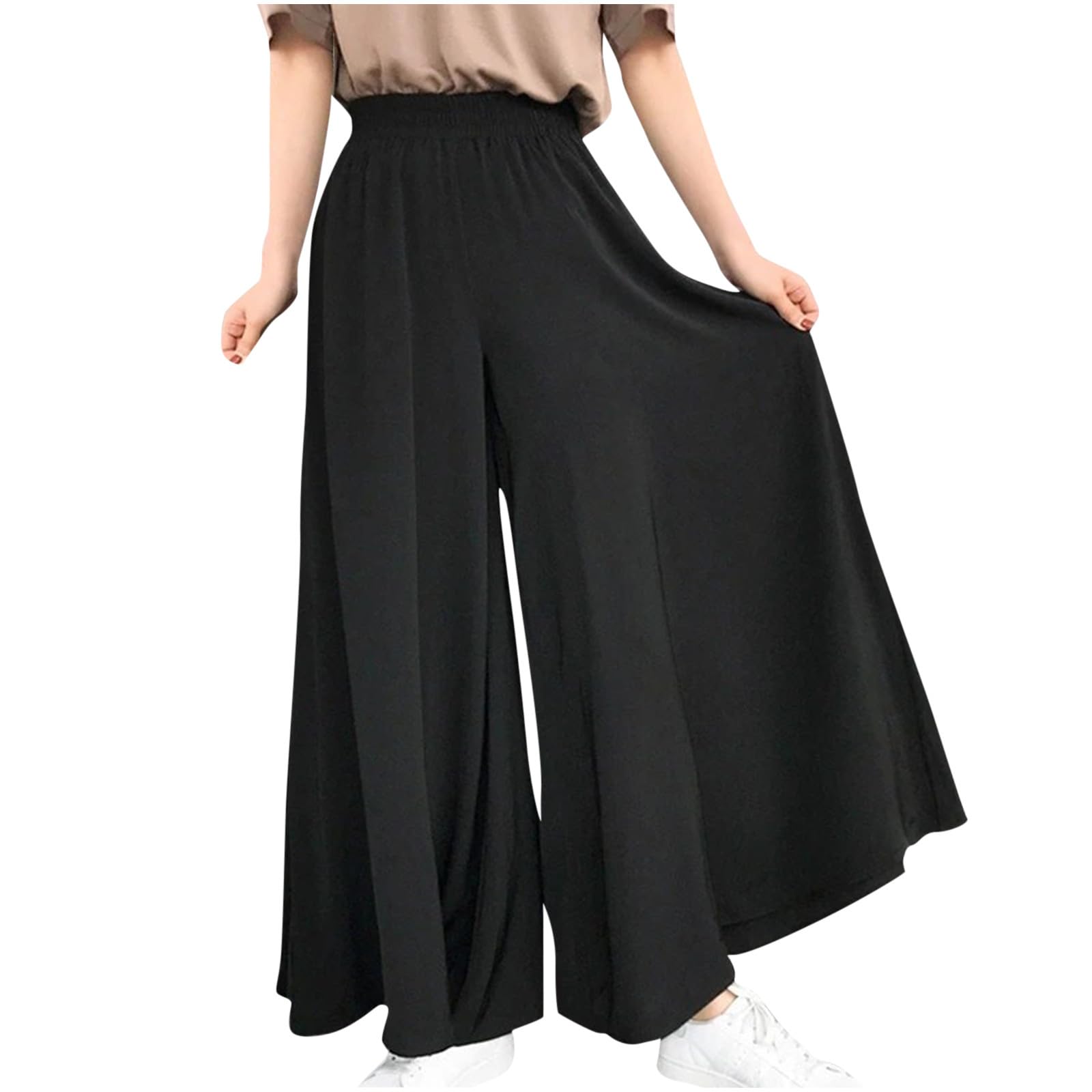 Womens Loose Oversized Pants Elastic Waist Wide -Leg Loose Fitting Trousers with Large Casual Ladies Clothing
