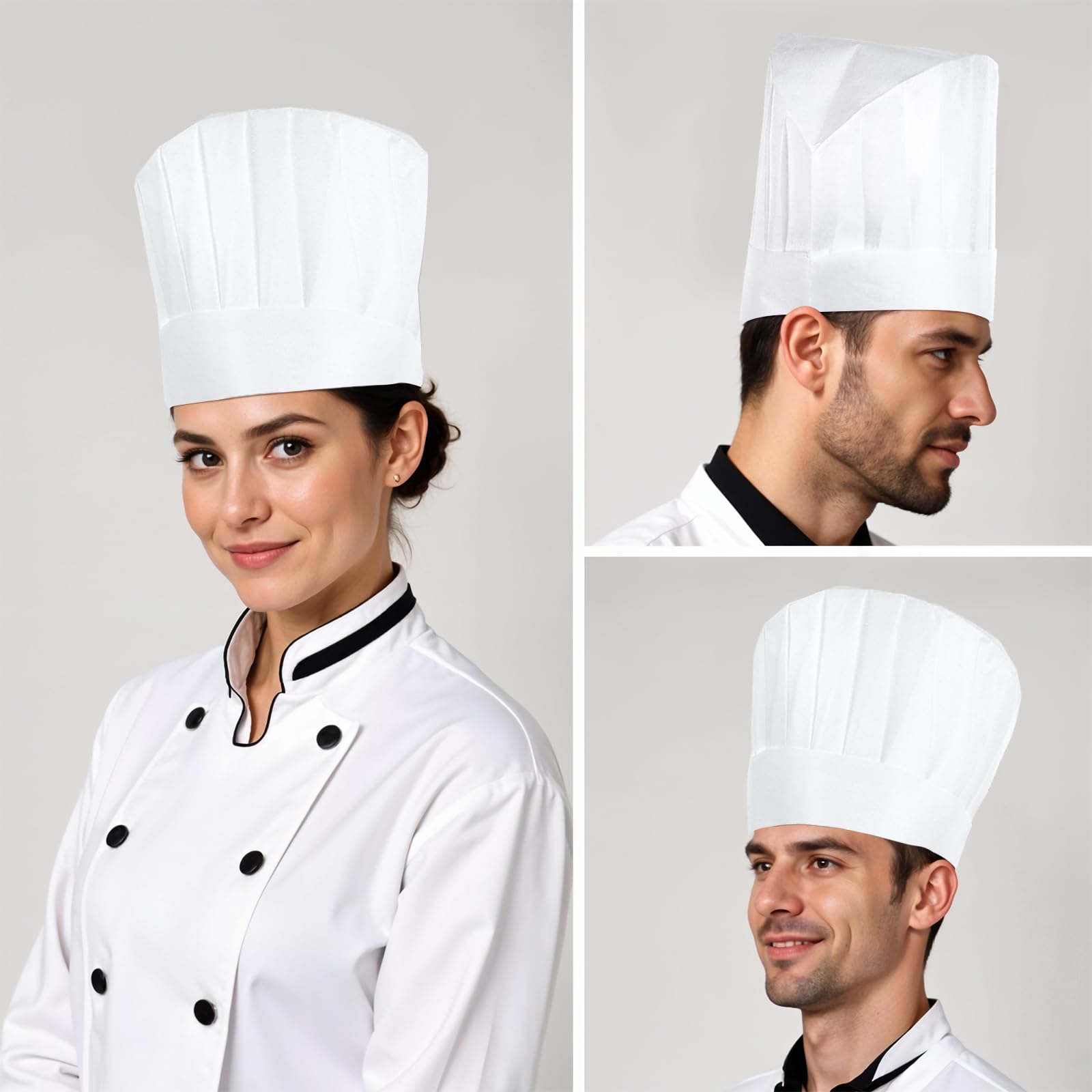 Cappello da cuoco usa e getta bianco 4 pezzi in tessuto non tessuto regolabile