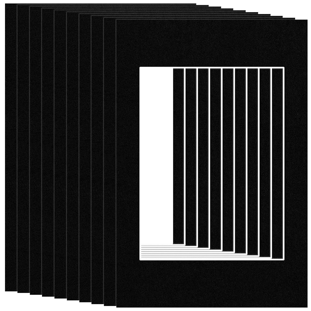 Procut Global 6x4" Black Picture Mounts Board to Fit 4x3" Aperture Size - Photo Mount Card Ideal for Prints, Artwork, Crafts & Certificates - Sizes & Colors Available - Pack of 10 — image 1