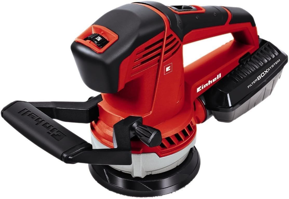 Einhell Red Random Orbital Sander 400W, 12.000-24.000 1/Min Oscillation, 125Mm Disc-Ø, Removable Additional Handle, Active Dust Extraction, Filter Box Te-Rs 40 E