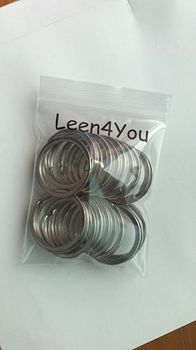 Miniatura 6 de Llavero de acero inoxidable con división plana para llaves con lazo, accesorio para llaveros, paquete de 20, plateado