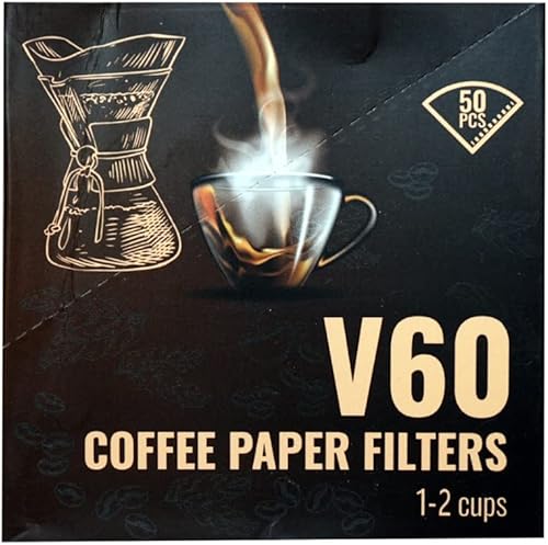 FRIENDSGEAR - Filtros de café desechables  Paquete de 2 (50 unidades cada uno) en forma de cono V60 de papel de filtro de café tamaño 2 filtros de