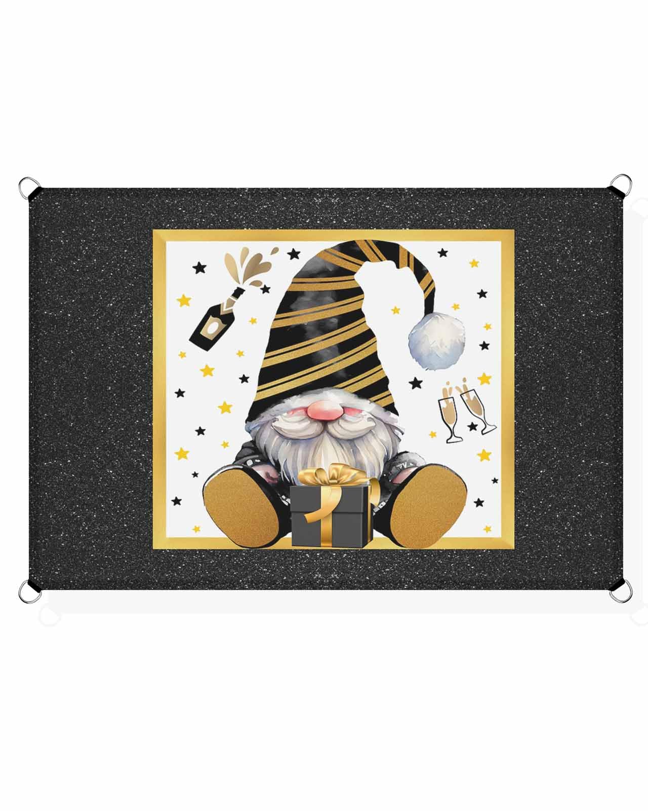 Boanket Sun Shade Sail 6.5' x 10', Gift Gnomes UV Block Sun Sails Shades, Black Yellow Striped Star Gift Wine Shade Cloth for Patio Deck Terrace Garden Lawns Beach Backyard