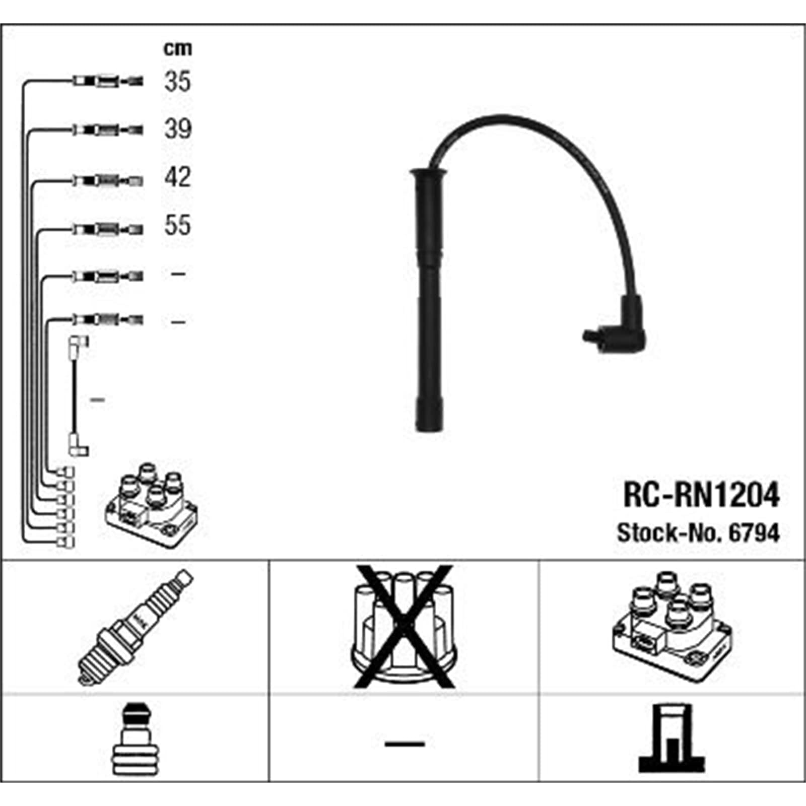 Cavo candela NGK | RC-RN1204, 6794