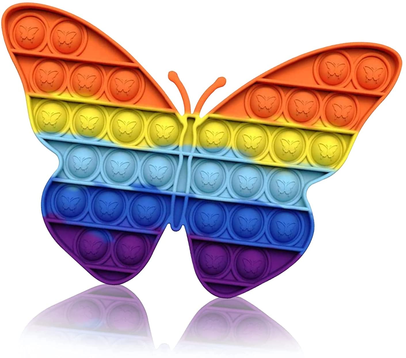 Chigy Wooh Pop It Fidget Toy Kids Brain Exercise Toys Poppit Fun Toy for Boys and Girls Stress Reliever Game Pop pits Squeeze Silicone Toys [Butterfly Rainbow]