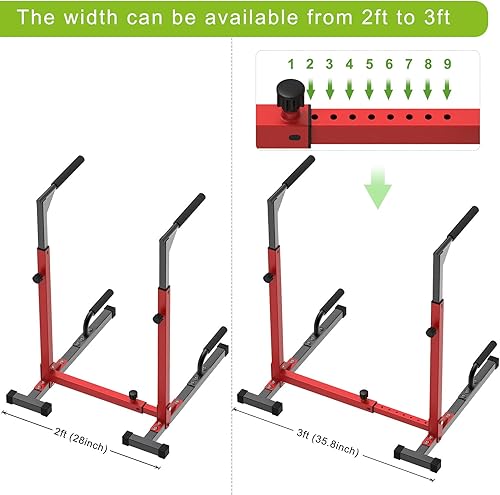 Miniatura 5 de SELEWARE Heavy Duty Dip Bar, Adjustable Width & Height Dip Station Home Gym Fitness Equipment, 800lbs Capacity, Multifunctional Strength Training