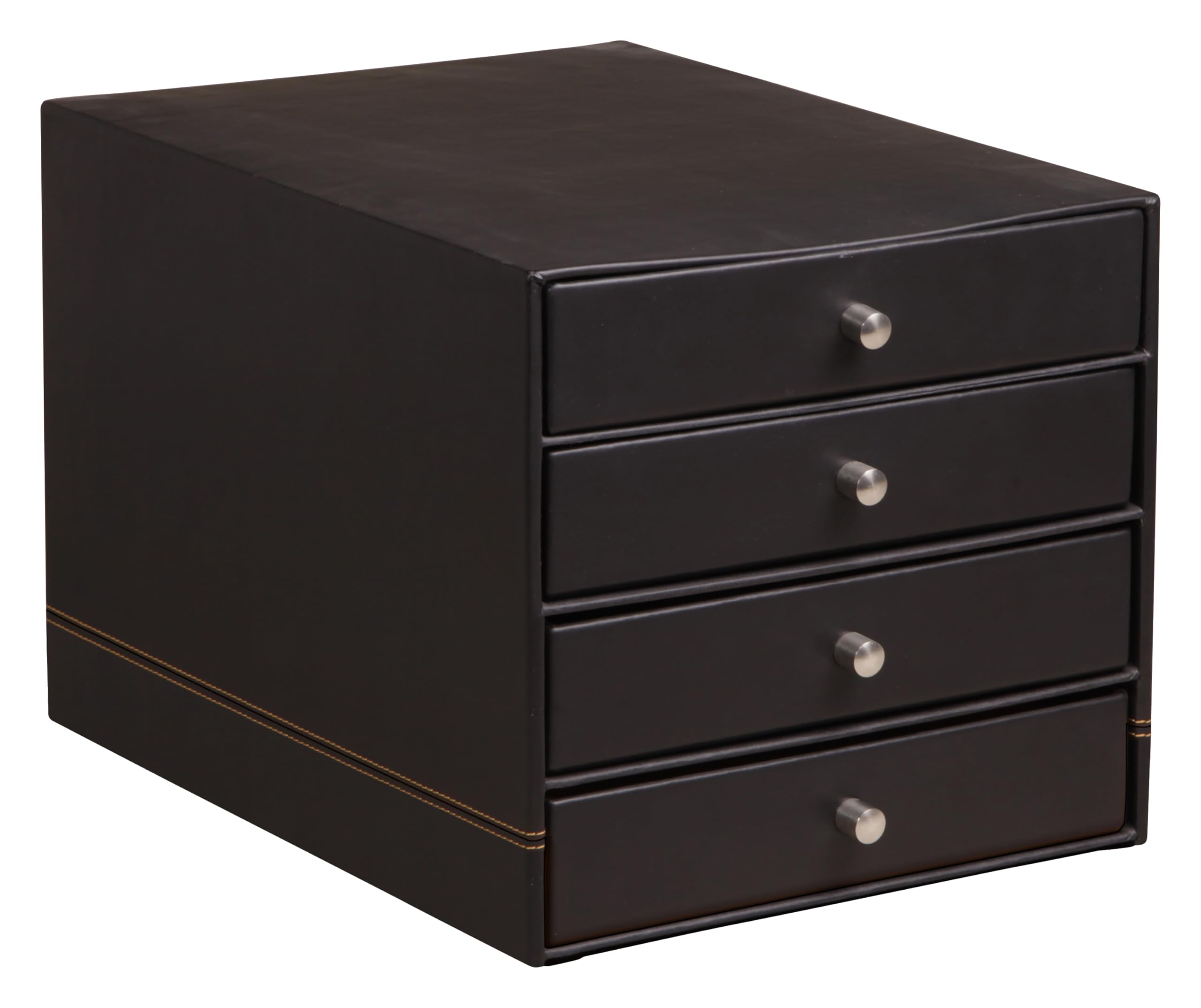 RHODIA 118866C - Organizer 4 cassetti NERO - 24,8 x 32,7 x 22,8 cm - Cuciture sellaio arancioni - Esterno simil cuoio - Collezione Home Office Rhodiarama - Organizzazione per ufficio e Archiviazione di design