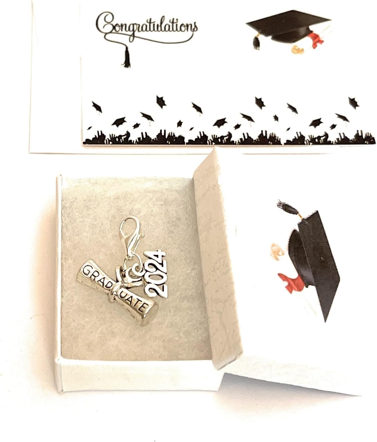 Libby's Market Place Personalised Graduation Wine Glass Charm On A Display Gift Card And