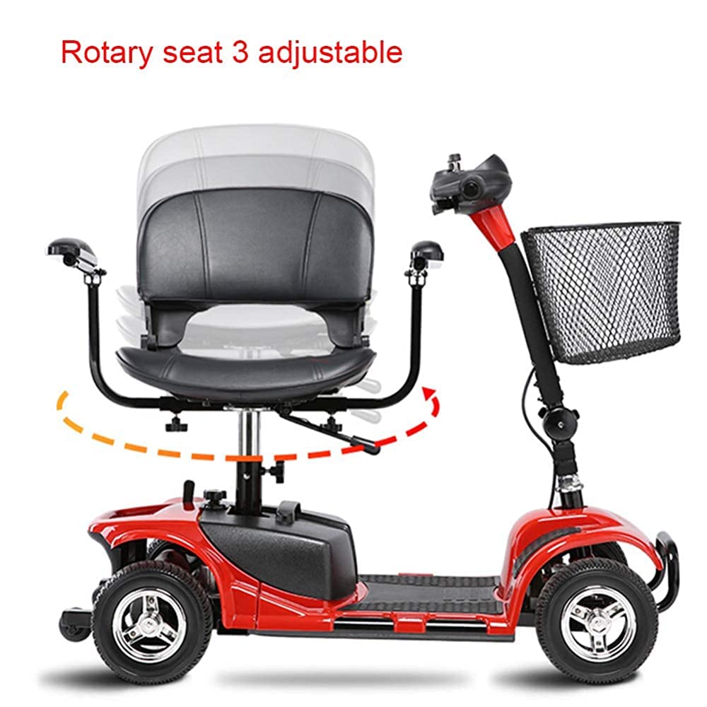 Silla de ruedas liviana, ruedas livianas, scooter eléctrico para adultos, scooter de movilidad eléctrica, scooter de viaje para personas mayores, plegable, pasamanos que se puede abrir, asiento de 4