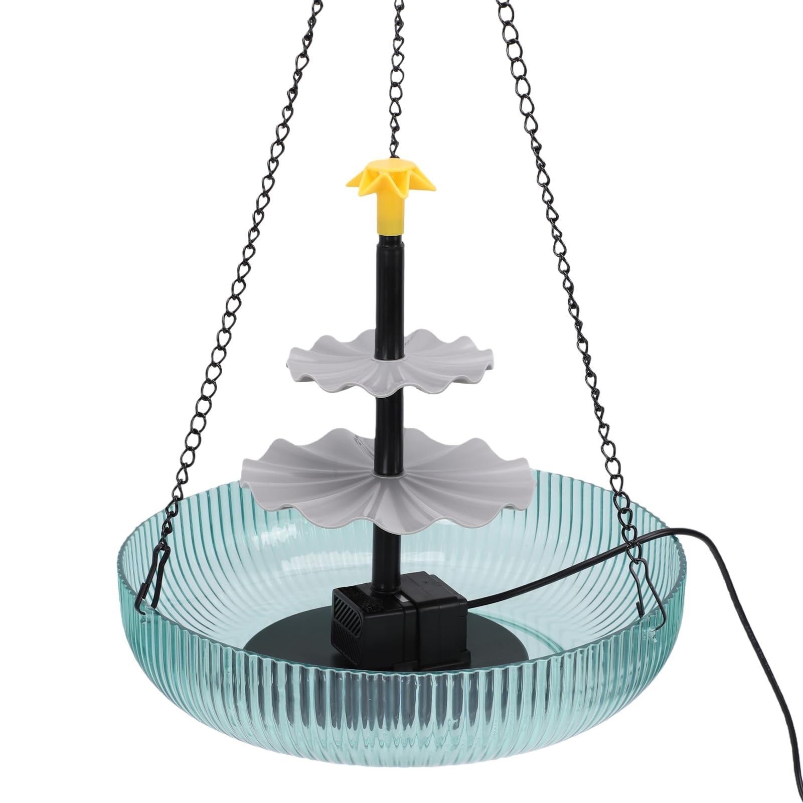 ASHATA Fuente para Baño de Aves Colgante Solar con 3 Niveles en Cascada