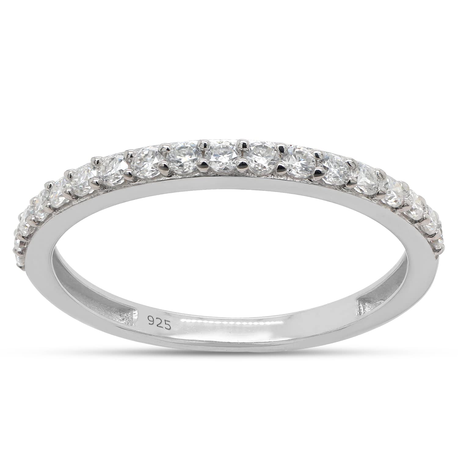 SAVEARTH DIAMONDS0.30 ct. t.w Round Cut Lab Created Moissanite Diamond Eternity Wedding Band Ring For Women In 14k Gold Over Sterling Silver (DEF Color, VVS Clarity, 0.30 Cttw)