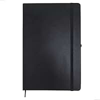 Caderneta A5 Tipo Moleskine Executiva, Capa em Couro Sintético Premium, com Elástico para Fechar, Fita Marca Páginas e Porta Caneta (Preto Sem Pauta)