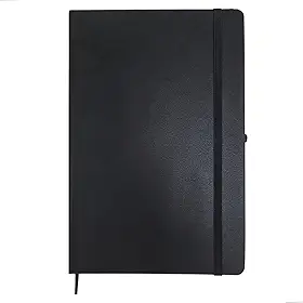 Caderneta A5 Tipo Moleskine Executiva, Capa em Couro Sintético Premium, com Elástico para Fechar, Fita Marca Páginas e Porta Caneta (Preto Sem Pauta)