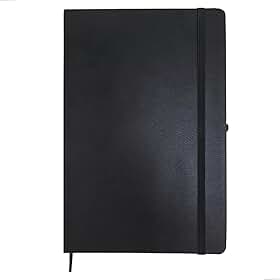 Caderneta A5 Tipo Moleskine Executiva, Capa em Couro Sintético Premium, com Elástico para Fechar, Fita Marca Páginas e Porta Caneta (Preto Sem Pauta)