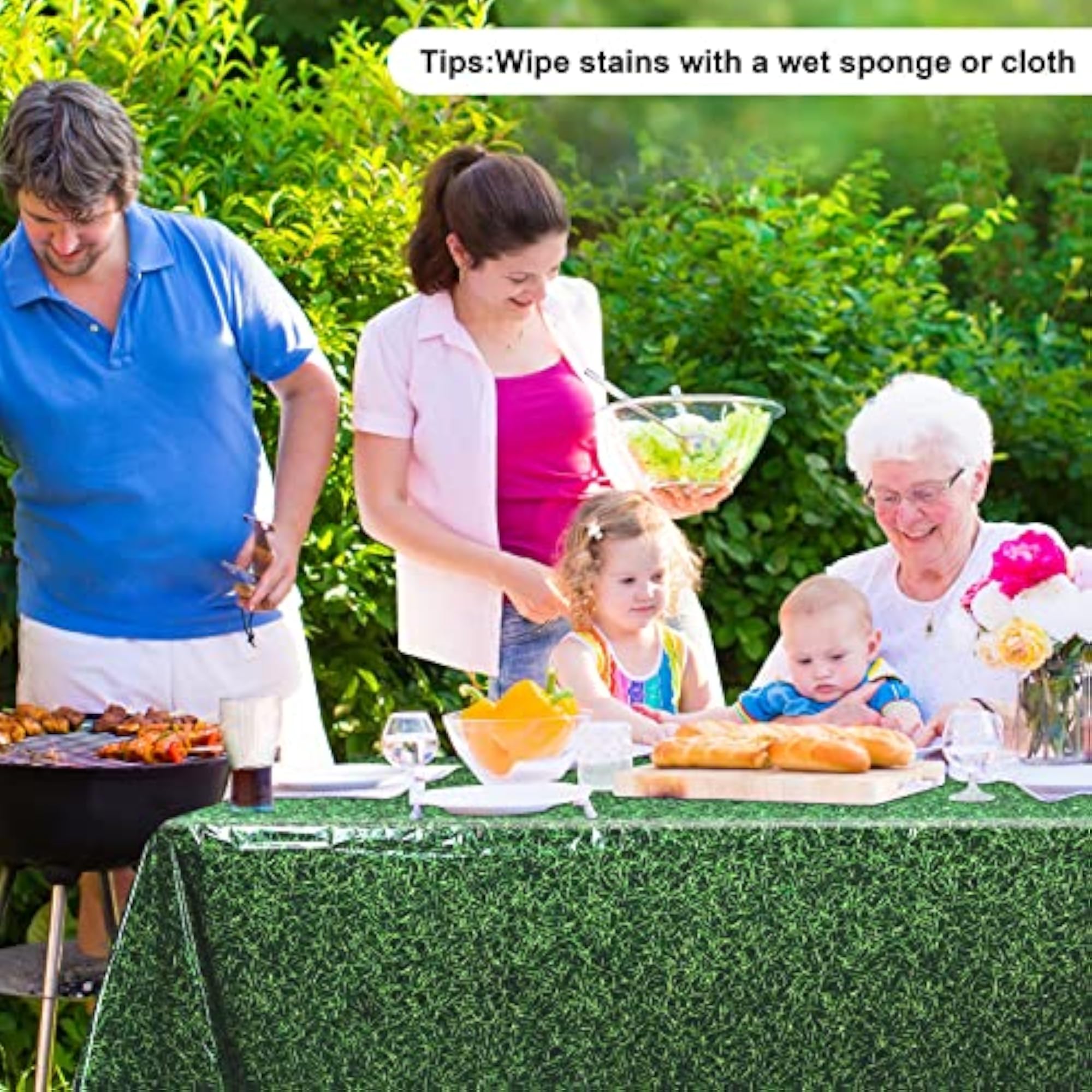 2 Pack Green Grass Field Plastic Tablecloths for Sports Theme Parties