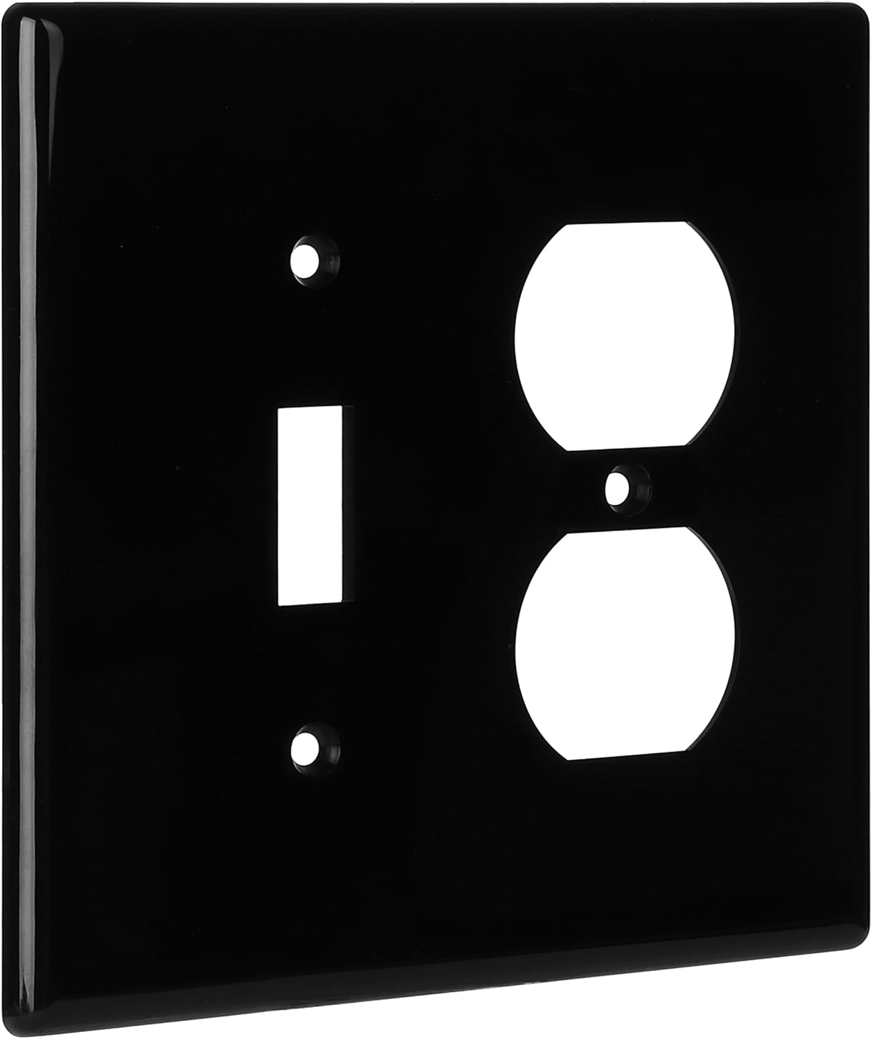 Bates- 2-Gang Combination Wall Plate, 4.57"x 4.50"/Standard Size, White, Toggle Light Switch/Duplex Receptacle Outlet, 2 Gang Wall Plate for Electrical Outlets, Double Outlet Cover Plate