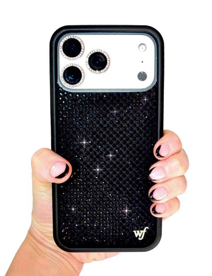 Image of Wildflower Cases - Compatible with iPhone 16 Pro Max | Protective Black Bumper, 6.5ft Drop Test Certified, Women Owned Small Business | Black Rhinestone