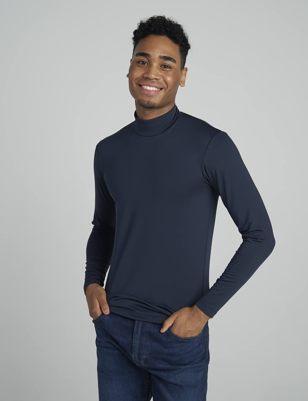 LAPASA Maglia Termica da Uomo con Collo Alto Finto in Micropile - Abbigliamento Termico Traspirante Maniche Lunghe Fodera in Pile Strato Base M102/M123/M132