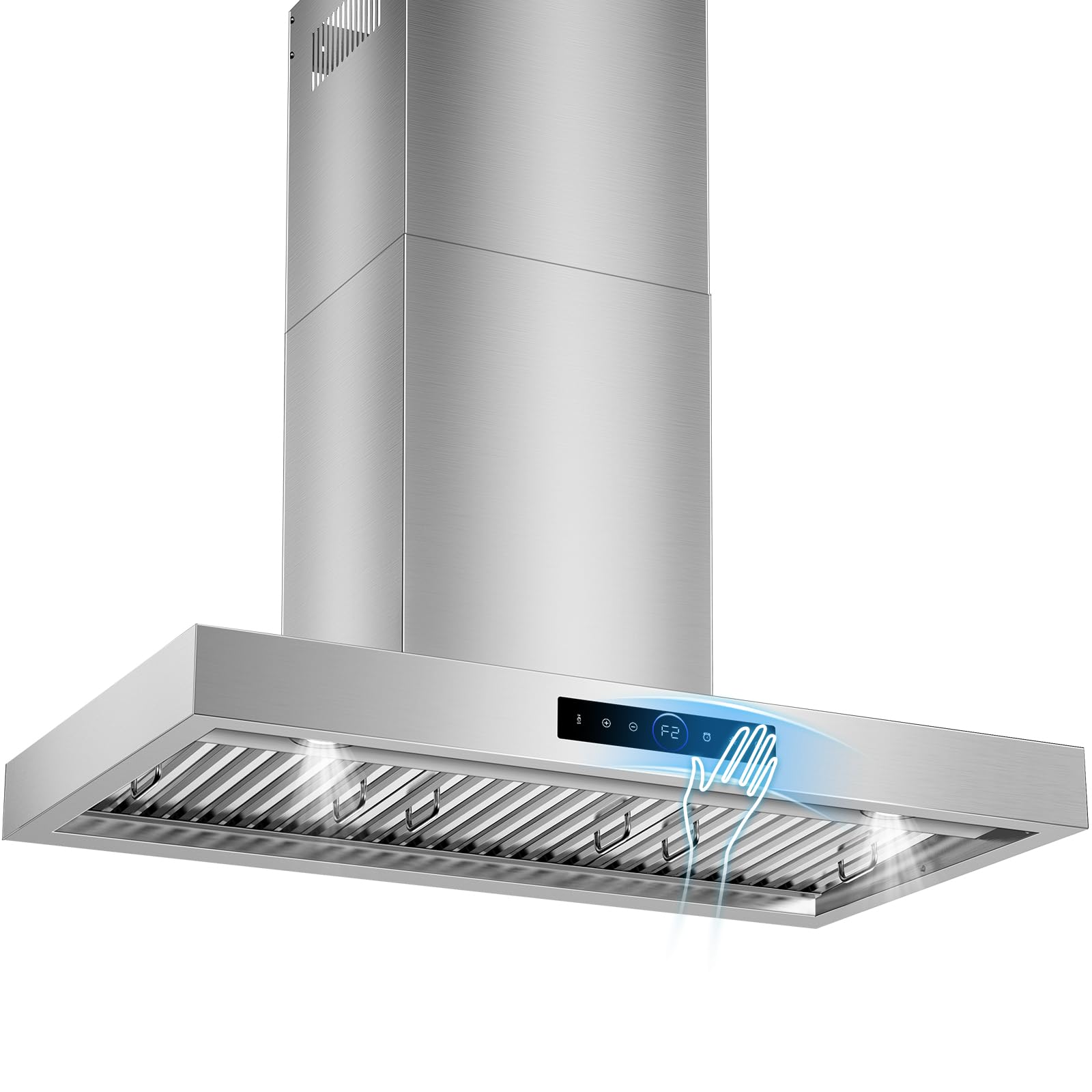 Photo 1 of 36 inch Range Hood Wall Mount, 1200 CFM with 4-Speed Gesture Sensing & Touch Control, Stainless Steel Kitchen Stove Vent Hoods with 2 LED Lights, Time Setting, Dishwasher-Safe Baffle Filters