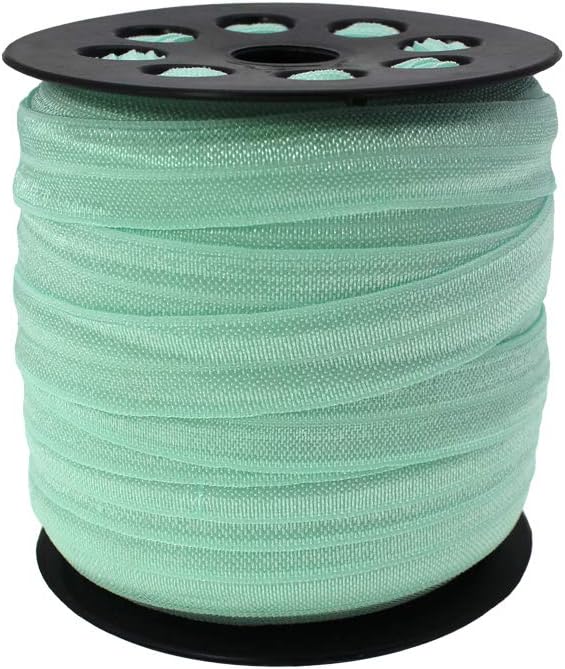 Fold Over Elastic (FOE) Lt Mint 40 Yards 5/8'' 1.5CM Solid Color Trim Stretch Elastic Foldover Elastic Ribbon Band Sewing for Hair Bow DIY Craft Headbands-Environmental Band-#3