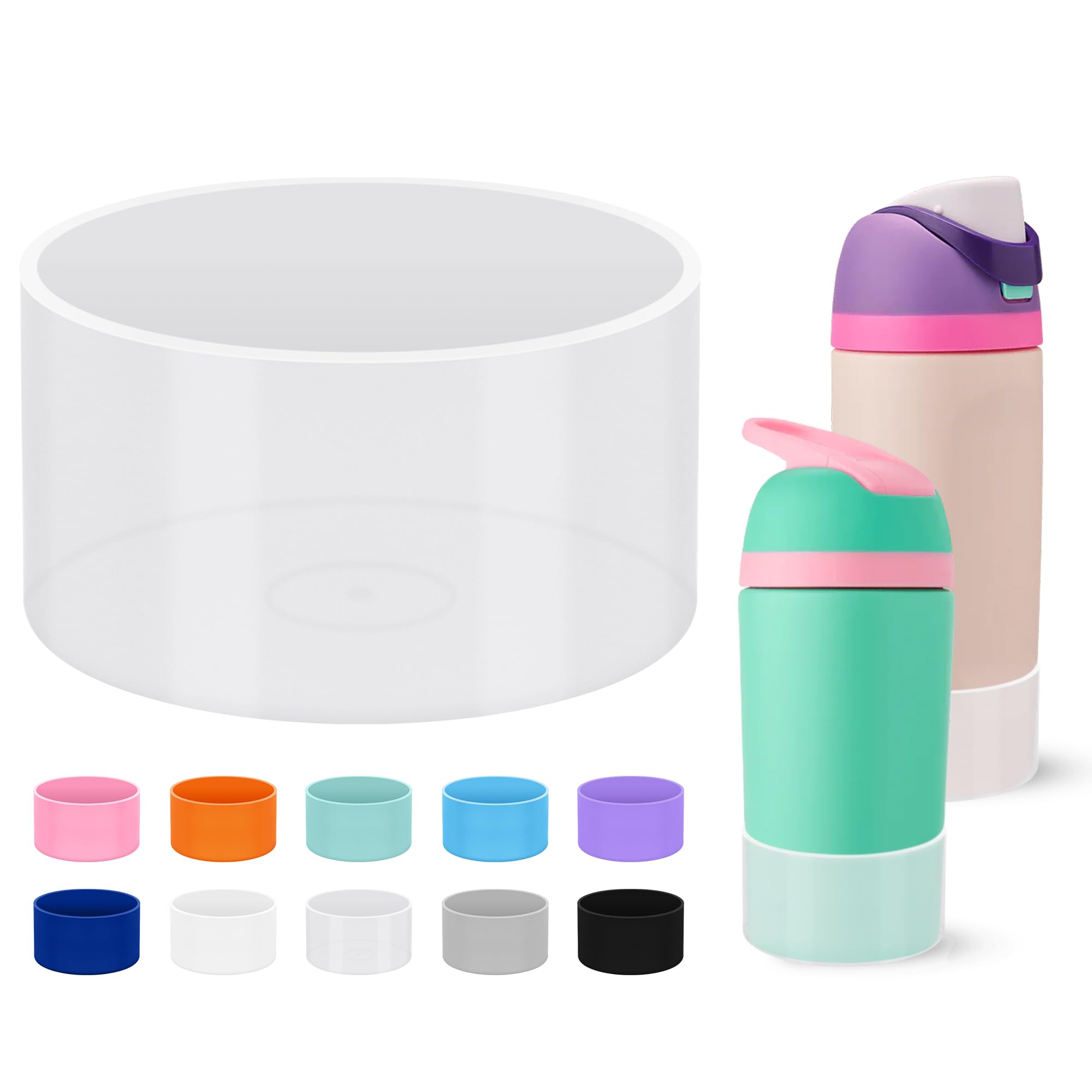 Mokoart Silicone Boot Compatible with Owala Kids Water Bottle 16/14 oz, Anti-Slip Rubber Bottom Protective Sleeve for Owala Kids FreeSip 16oz,